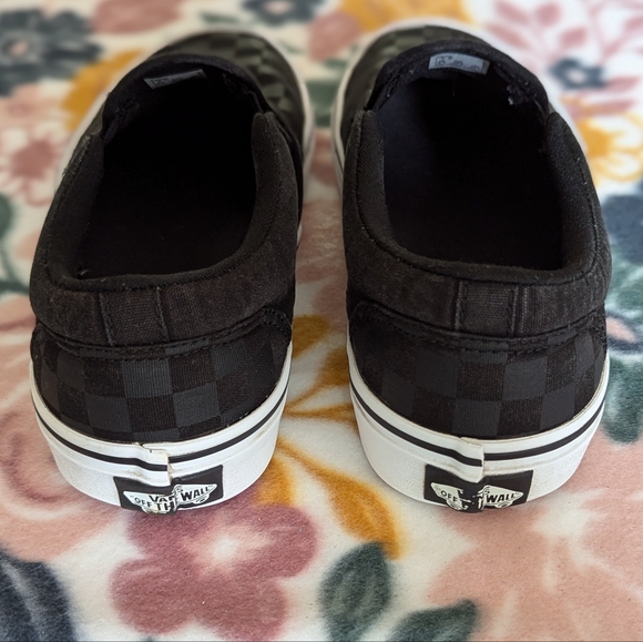 Vans Black On Black Checkered Slip-Ons Mens Size 7.5 Excellent Condition - Picture 10 of 11